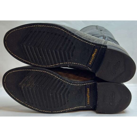 Vintage Justin 3019 Roper Cowboy Boots Mens 8D Gray Black Leather USA Made main image 5